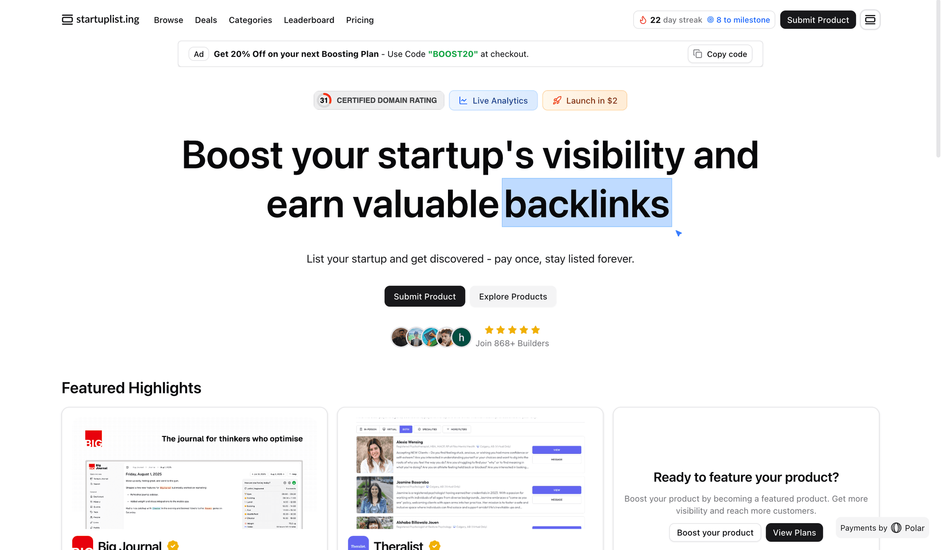 Startup Listing - Product Image